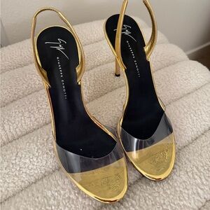 Giuseppe Zanotti Gold and Clear Heels